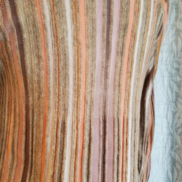 Moth Anthropologie Nora Dress Ribbed  Boho Neutral Coral Pink Cream Dress Size L - Picture 9 of 12